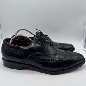 Allen Edmonds Lloyd Size‎ 11 B Derby Wingtip Dress Shoes Black Leather